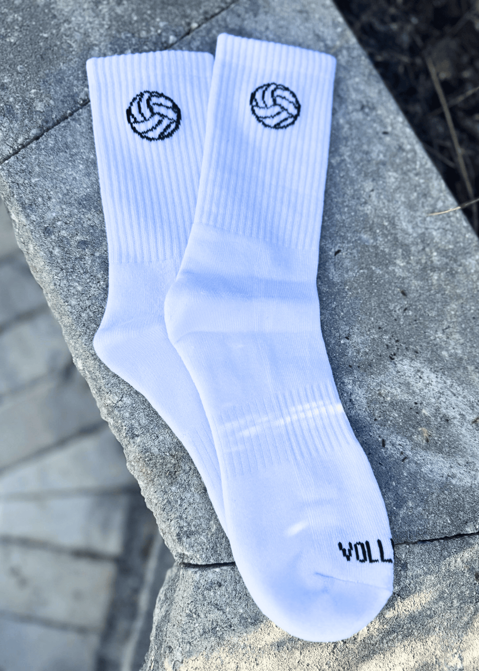 White Volleyball Crew Socks